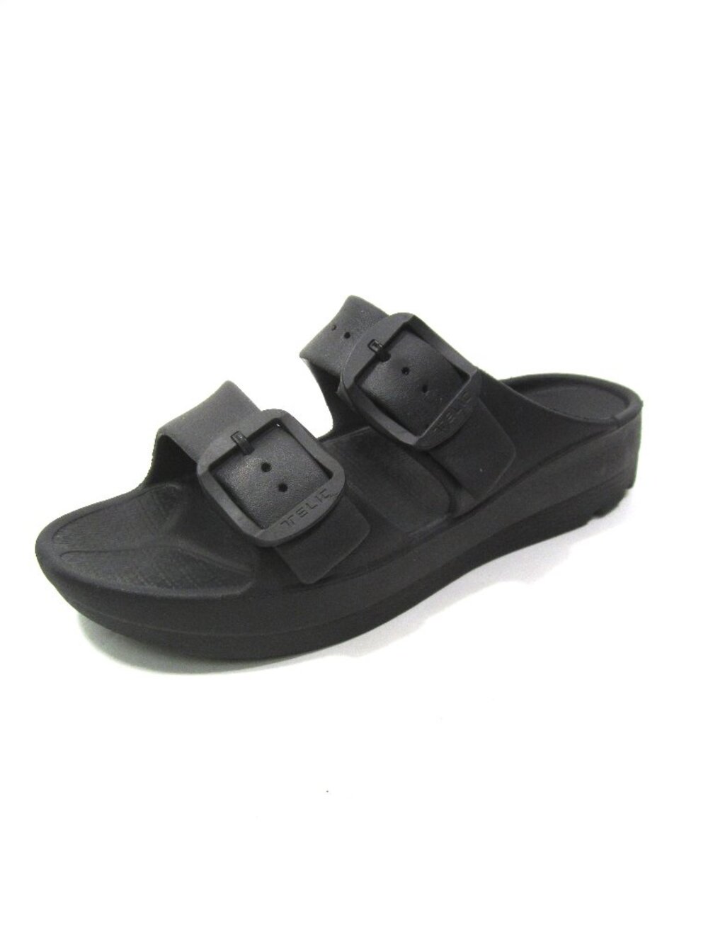 Telic Womens M/L 10 Boise Bliss Black Adjustable Buckle Slide Recovery Sandals